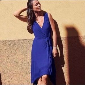 Athleta Windward Cobalt Blue Wrap Midi Dress